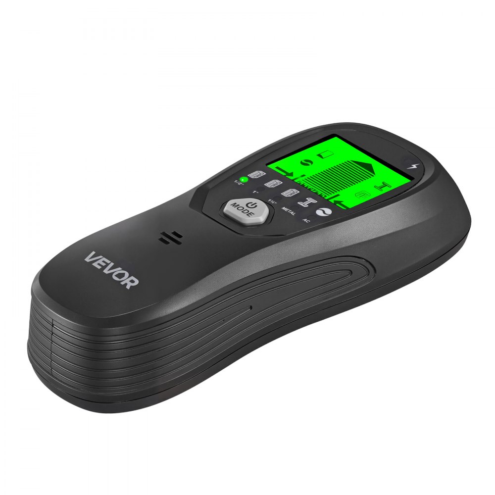 VEVOR Vyhledávač stěnových trámů, 5 v 1, elektronický detektor stěnových trámů s inteligentním senzorem, LCD displejem s vysokým rozlišením a zvukovým alarmem, pro střed a okraj kovu, AC dráty, trámy, trubky, černý