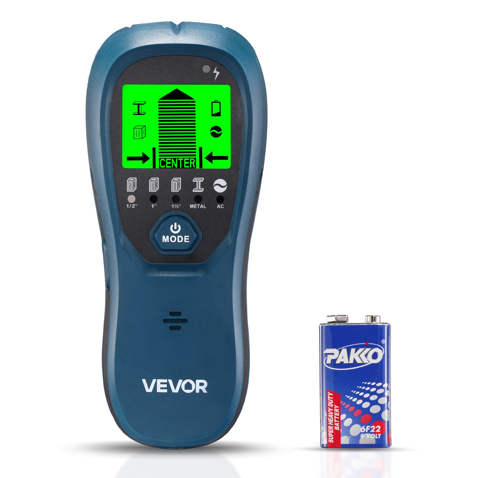 VEVOR Stud Finder Wall Scanner, 5 em 1, detector eletrônico de vigas de parede com sensor inteligente, visor LCD de alta definição e alarme sonoro, para o centro e a borda de metal, fios CA, vigas, tubos, azul