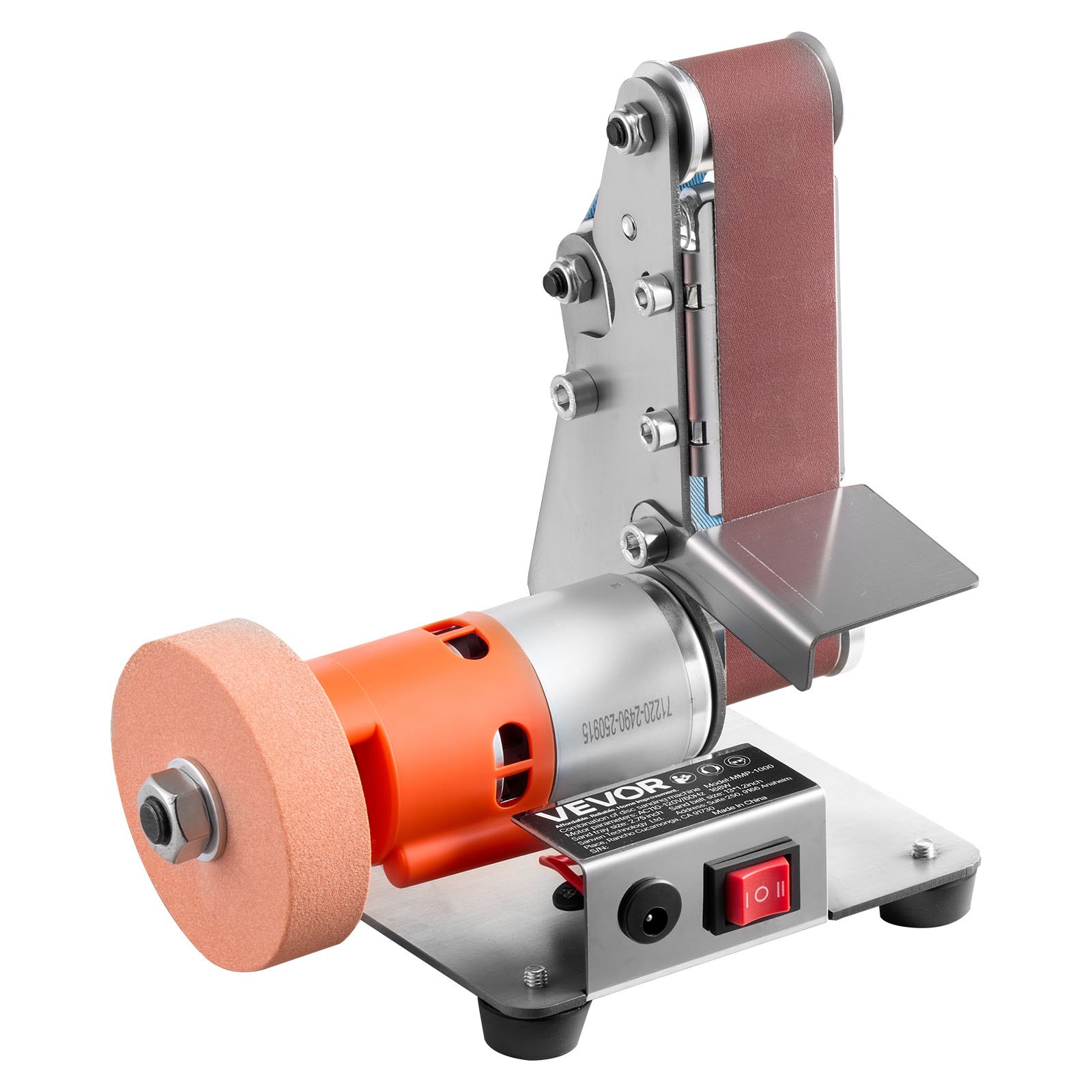 VEVOR 3-in-1 Mini Belt Sander, 13" x 1.2" Sanding Belt, 2.75" Grinding & Polishing Wheel Combo, 7-Speed Adjustable with Forward/Reverse Control for Woodworking, Jewelry Making, Knife Sharpening