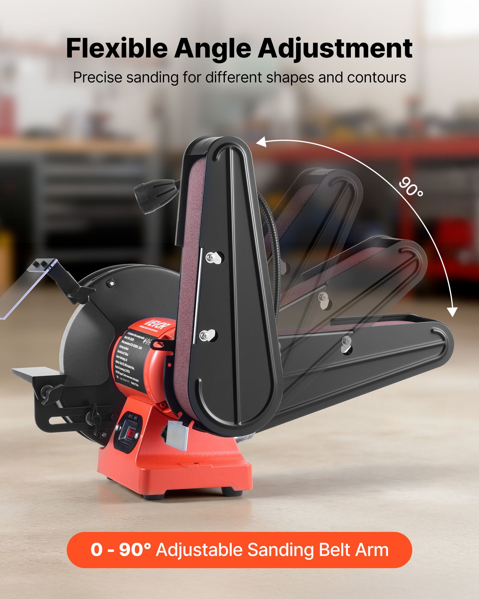 VEVOR 8" Bench Grinder & 2" x 28" Belt Sander Combo, 350W Professional Grinding Sanding Machine with LED Work Light & Protective Eye Shield for Metalworking, Woodworking, Knife Sharpening