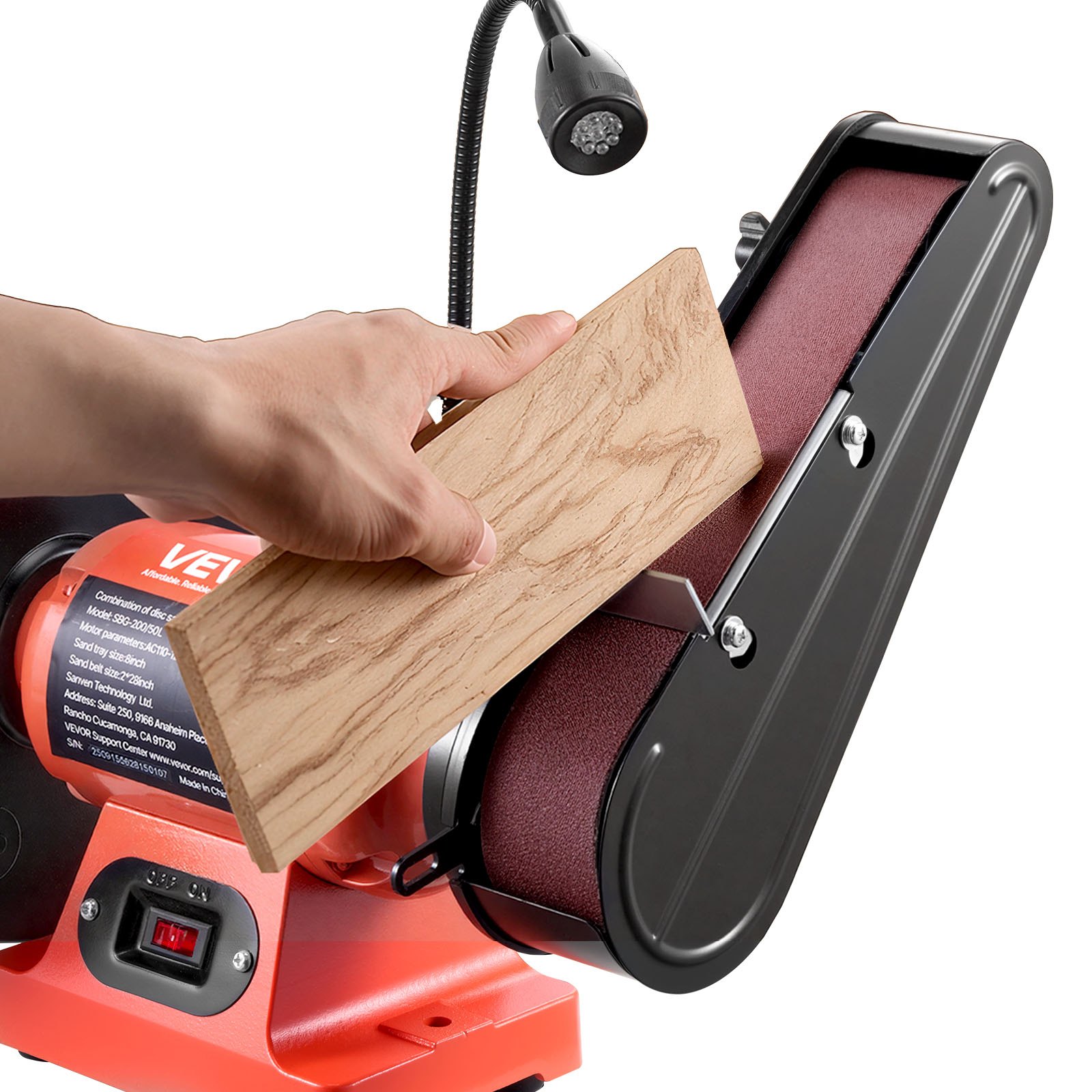 VEVOR 8" Bench Grinder & 2" x 28" Belt Sander Combo, 350W Professional Grinding Sanding Machine with LED Work Light & Protective Eye Shield for Metalworking, Woodworking, Knife Sharpening