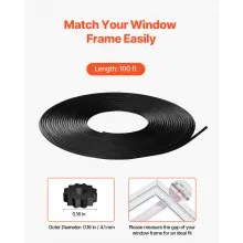 Window Screen Spline Retainer Spline 100 ft x 0.16 in Replacement Spline