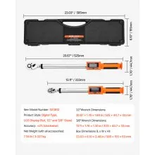 Digital Torque Wrench Set 2 Pieces 1/2 3/8 Inch Drive 72-Tooth Electronic LED