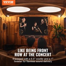VEVOR 2 haut-parleurs de plafond Bluetooth 6,5 pouces, 150 W, système de haut-parleurs encastrés au plafond et au mur avec impédance de 8 Ω, sensibilité de 89 dB, pour la maison, la cuisine, le salon, la chambre à coucher ou les porches extérieurs couverts