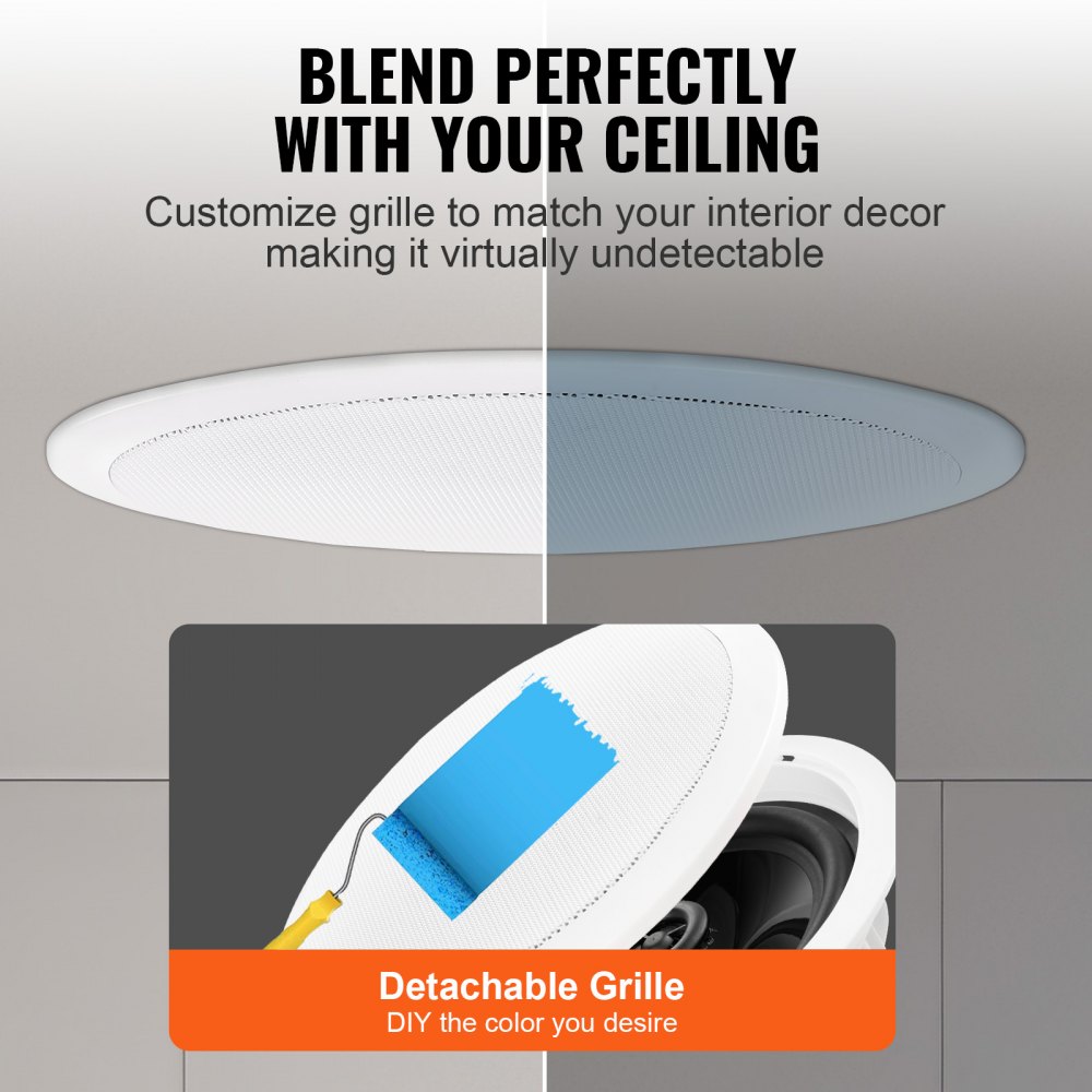 VEVOR 2 PCs 6.5"/16.5 cm Bluetooth Ceiling Speakers 150W Flush Mount in-Wall Speaker