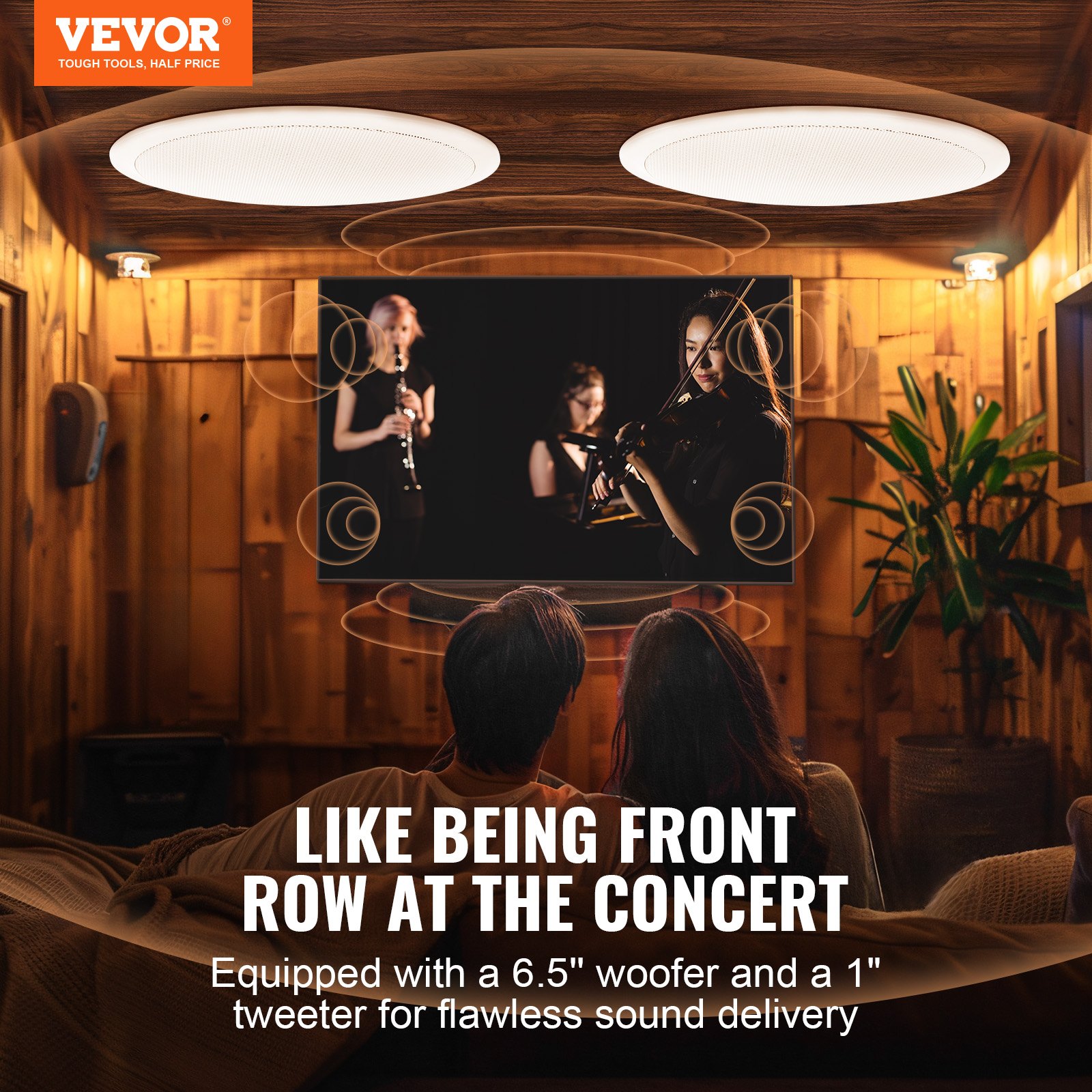 VEVOR 2 PCs 6.5"/16.5 cm Bluetooth Ceiling Speakers 150W Flush Mount in-Wall Speaker
