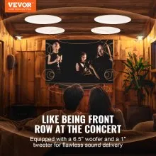 VEVOR - Altavoces de techo con Bluetooth de 6,5 pulgadas, 4 unidades, 150 W, sistema de altavoces para montaje empotrado en techo y pared con impedancia de 8 Ω y sensibilidad de 89 dB, para el hogar, la cocina, la sala de estar, el dormitorio o los porches exteriores cubiertos