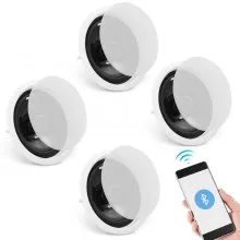 VEVOR - Altavoces de techo con Bluetooth de 6,5 pulgadas, 4 unidades, 150 W, sistema de altavoces para montaje empotrado en techo y pared con impedancia de 8 Ω y sensibilidad de 89 dB, para el hogar, la cocina, la sala de estar, el dormitorio o los porches exteriores cubiertos
