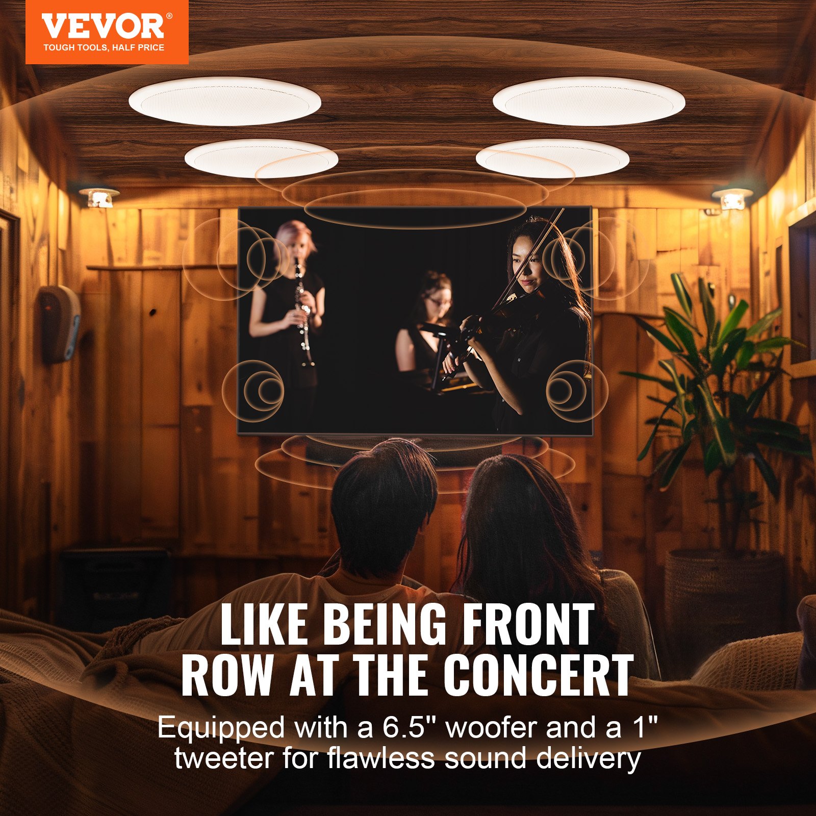 VEVOR 4 PCs 6.5"/16.5 cm Bluetooth Ceiling Speakers 150W Flush Mount in-Wall Speaker