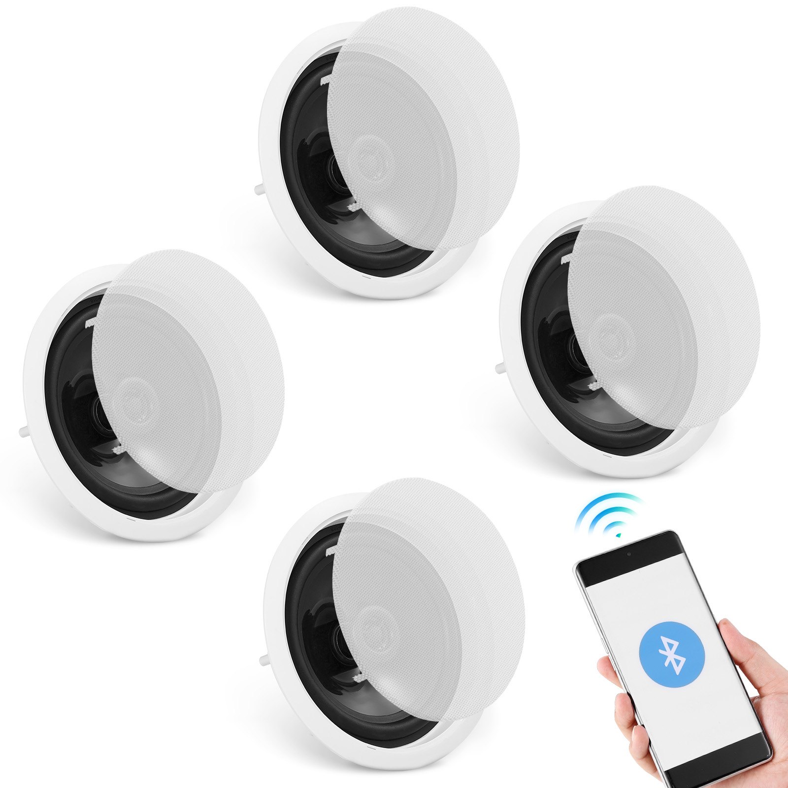 VEVOR 4 PCs 6.5"/16.5 cm Bluetooth Ceiling Speakers 150W Flush Mount in-Wall Speaker