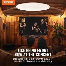 VEVOR 6.5'' Bluetooth in Ceiling Speakers, 150W, Flush Mount Ceiling & in-Wall Speaker System with 8ΩImpedance 89dB Sensitivity, for Home Kitchen Living Room Bedroom or Covered Outdoor Porches, Single