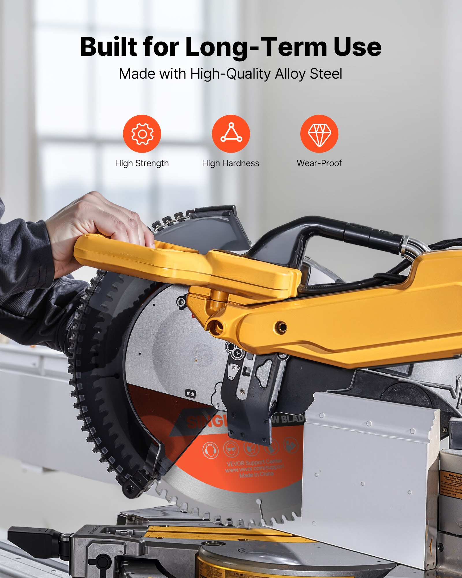 VEVOR Circular Saw Blade, 254 mm Diameter, 80 Sharp Alloy Teeth, 15.875 mm Arbor, Fine Finish, Aluminum Cutting Blade for Circular Saw, with Noise-Reducing Heat Vents, for Cutting Steel and Metal