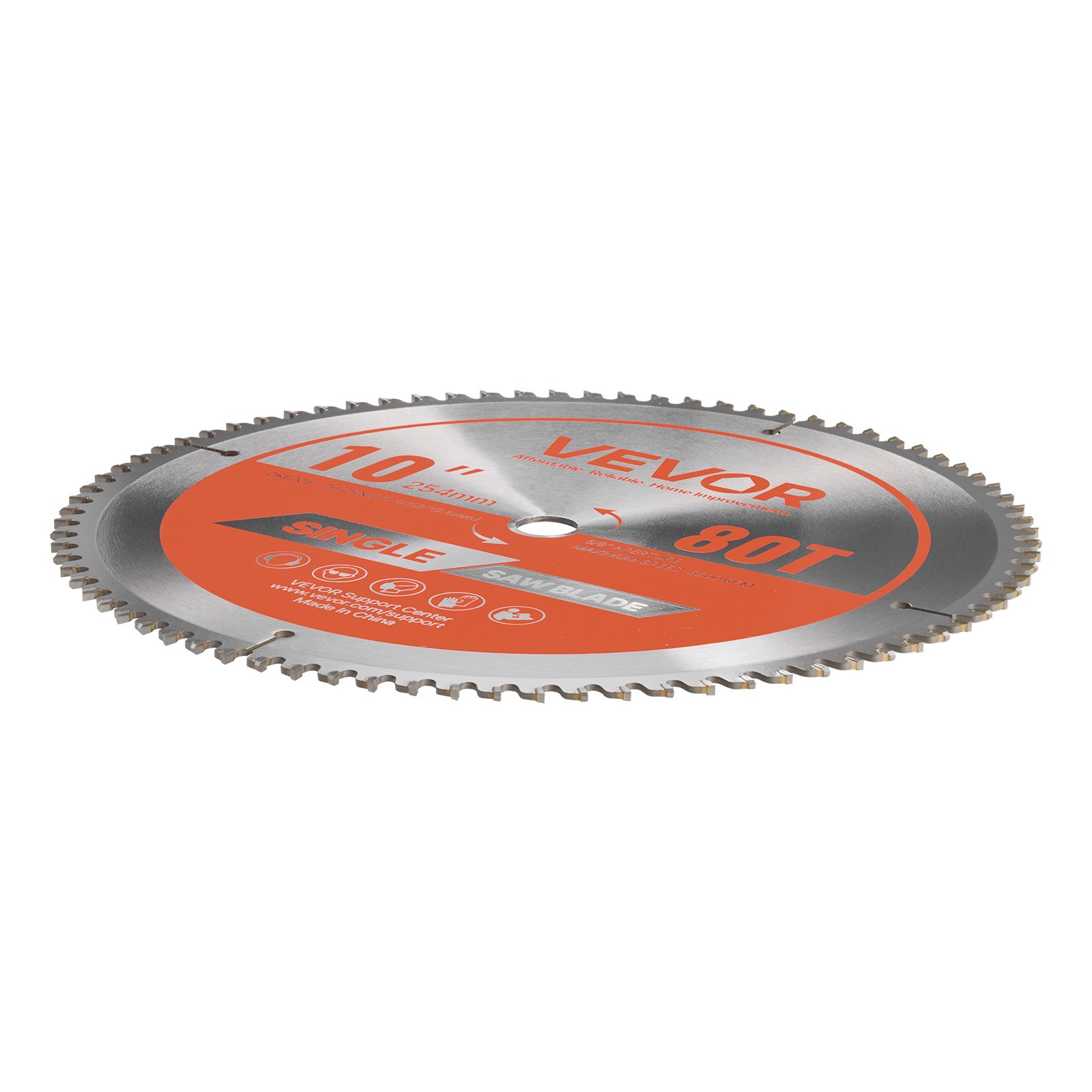 VEVOR Circular Saw Blade, 254 mm Diameter, 80 Sharp Alloy Teeth, 15.875 mm Arbor, Fine Finish, Aluminum Cutting Blade for Circular Saw, with Noise-Reducing Heat Vents, for Cutting Steel and Metal