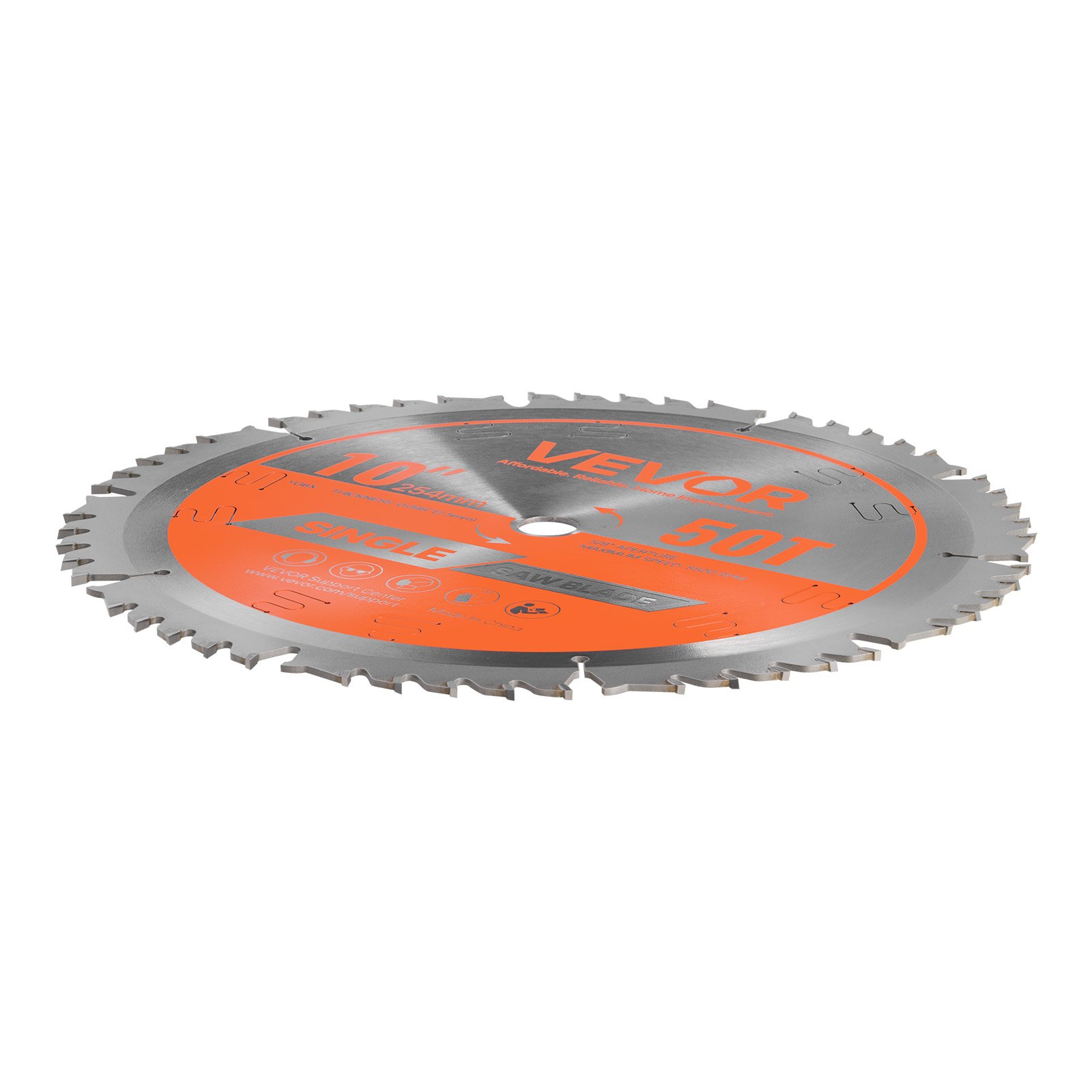 VEVOR Circular Saw Blade, 254 mm Diameter, 50 Sharp Alloy Teeth, 15.875 mm Arbor, Fine Finish, Wood Cutting Blade for Circular Saw, with Noise-Reducing Heat Vents, for Cutting Plywood, OSB, Hardwood