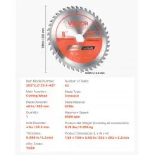 VEVOR Circular Saw Blade Wood Cutting Blade for Circular Saw 8 inch 42 Teeth
