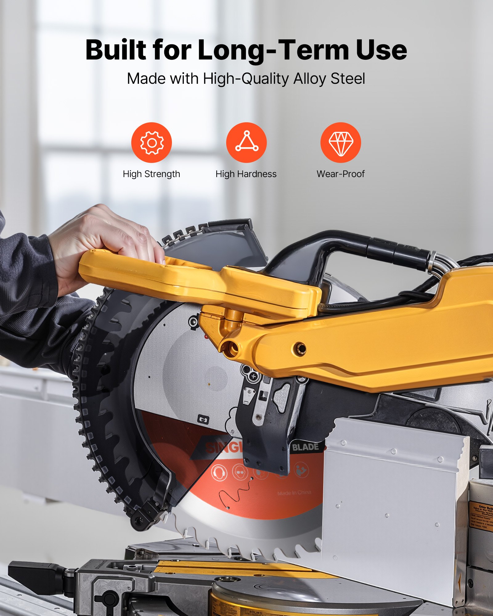 VEVOR Circular Saw Blade, 203 mm Diameter, 42 Sharp Alloy Teeth, 25.4mm Arbor, Fine Finish, Wood Cutting Blade for Circular Saw, with Noise-Reducing Heat Vents, for Cutting Plywood, OSB, and Hardwood