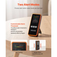 Home Radon Detector 3.3Bq to 37kBq/m³ Portable Easy to Use Battery Operated