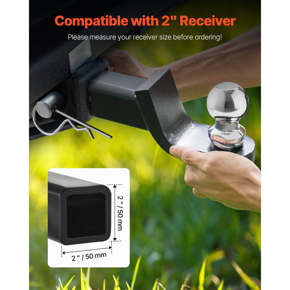 VEVOR Trailer Hitch, Fits 2 Inches Receiver, Trailer Hitch Ball Mount with 2 Inches Ball and Pin, 7500 lbs Capacity Ball Hitch, 2 Inches Drop, Tow Hitch for Heavy Duty Truck with Carbon Steel, Black