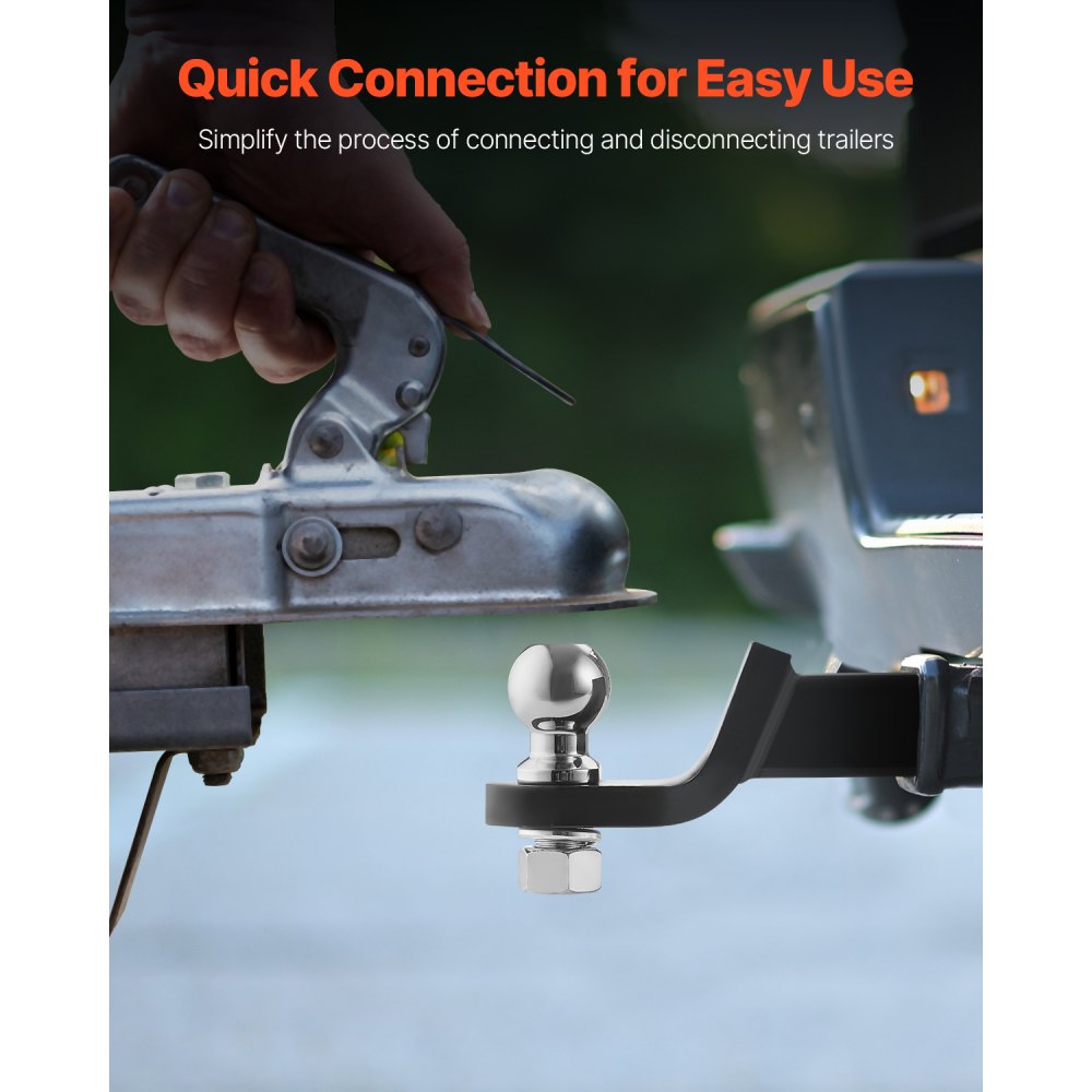 VEVOR Trailer Hitch, Fits 50 mm Receiver, Trailer Hitch Ball Mount with 50 mm Ball and Pin, 3400 kg Towing Capacity Ball Hitch, 50 mm Drop, Tow Hitch for Heavy Duty Truck with Carbon Steel, Black