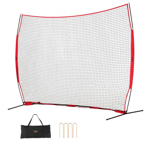 VEVOR Barricade Backstop Net, 12x9 ft Ball Sports Barrier Netting, Portable Practice Equipment with Carry Bag, Protection Screen for Baseball Softball Lacrosse Soccer Hockey Training, for Backyard