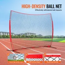 VEVOR Barricade Backstop Net, 12x9 ft Ball Sports Barrier Netting, Portable Practice Equipment with Carry Bag, Protection Screen for Baseball Softball Lacrosse Soccer Hockey Training, for Backyard