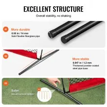 VEVOR Barricade Backstop Net, 12x9 ft Ball Sports Barrier Netting, Portable Practice Equipment with Carry Bag, Protection Screen for Baseball Softball Lacrosse Soccer Hockey Training, for Backyard