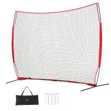 VEVOR Barricade Backstop Net, 12x9 ft Ball Sports Barrier Netting, Portable Practice Equipment with Carry Bag, Protection Screen for Baseball Softball Lacrosse Soccer Hockey Training, for Backyard