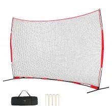 VEVOR Barricade Backstop Net, 16x10 ft Ball Sports Barrier Netting, Portable Practice Equipment with Carry Bag, Protection Screen for Baseball Softball Soccer Training, for Backyard