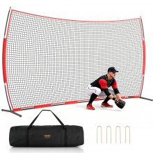 VEVOR Barricade Backstop Net, 20x10 ft Ball Sports Barrier Netting, Portable Practice Equipment with Carry Bag, Protection Screen for Baseball Softball Lacrosse Soccer Hockey Training, for Backyard