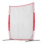 VEVOR Barricade Backstop Net, 7x7 ft Ball Sports Barrier Netting, Portable Practice Equipment with Carry Bag, Protection Screen for Baseball Softball Lacrosse Soccer Hockey Training, for Backyard