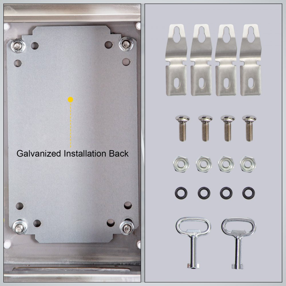 VEVOR NEMA Stainless Steel Enclosure, 10 x 8 x 4'' NEMA 4X Steel Electrical Box, IP66 Waterproof & Dustproof, Outdoor/Indoor Electrical Junction Box, with Mounting Plate