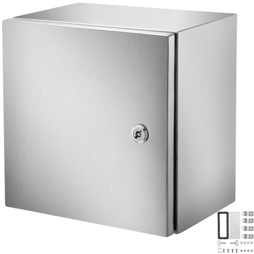 VEVOR NEMA Stainless Steel Enclosure, 12 x 12 x 8'' NEMA 4X Steel Electrical Box, IP66 Waterproof & Dustproof, Outdoor/Indoor Electrical Junction Box, with Mounting Plate