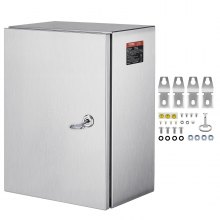 VEVOR NEMA Stainless Steel Enclosure, 16 x 12 x 8\'\' NEMA 4X Steel Electrical Box, IP66 Waterproof & Dustproof, Outdoor/Indoor Electrical Junction Box, with Mounting Plate