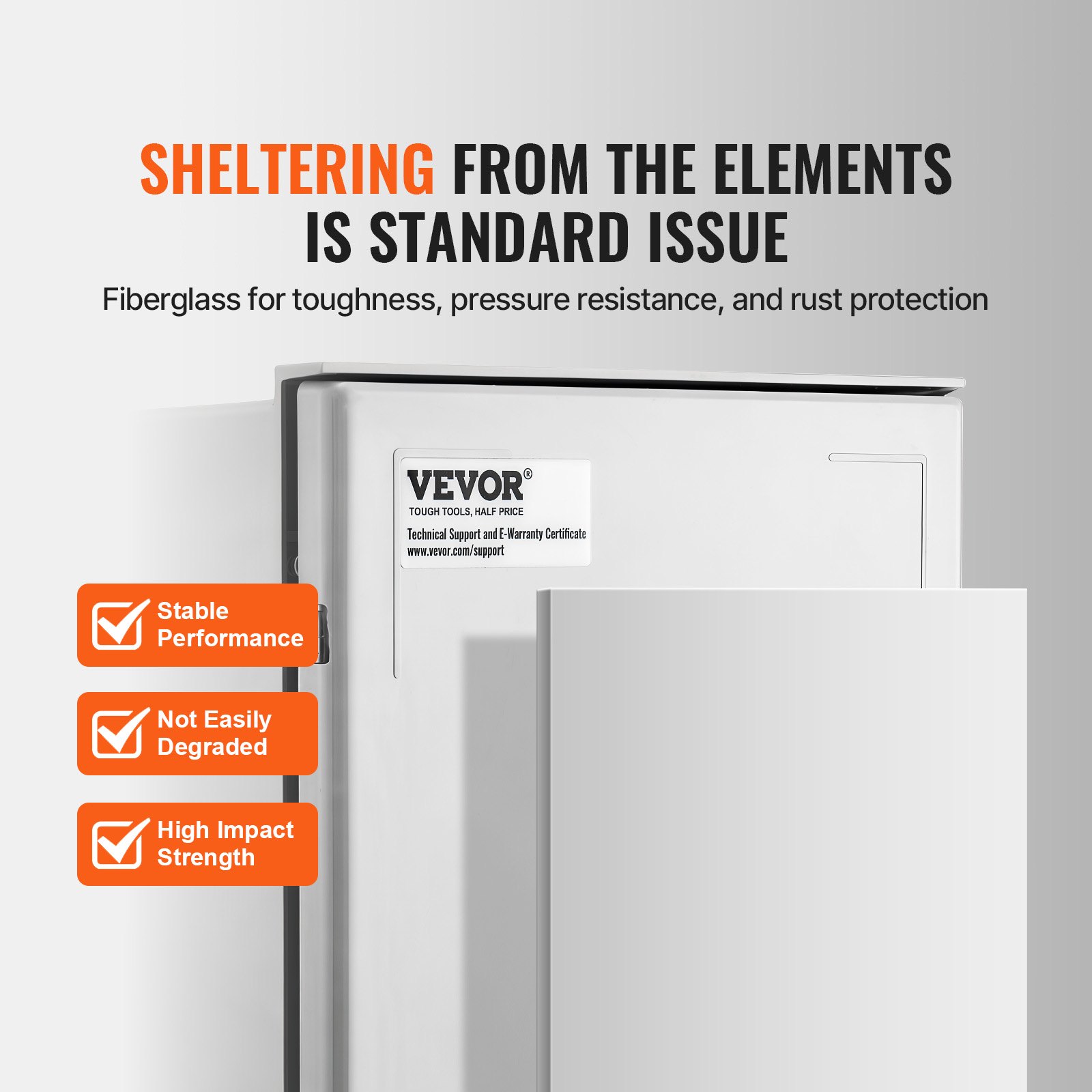 VEVOR Fiberglass Enclosure 11.8 x 9.8 x 5.5" Electrical Enclosure Box NEMA 3X Electronic Equipment Enclosure Box IP65 Weatherproof Wall-Mounted Electrical Enclosure With Hinges & Quarter-Turn Latches
