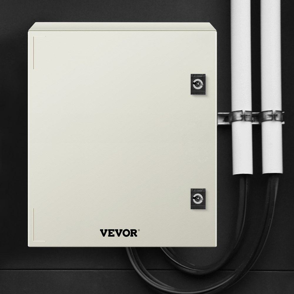 VEVOR NEMA Steel Enclosure, 16 x 12 x 8\'\' NEMA 4X Fiberglass Electrical Box, IP66 Waterproof & Dustproof, Outdoor/Indoor Electrical Junction Box, with Mounting Plate(40 x 30 x 20 cm)