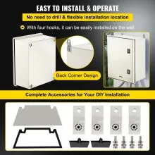 VEVOR NEMA Steel Enclosure, 16 x 12 x 8'' NEMA 4X Fiberglass Electrical Box, IP66 Waterproof & Dustproof, Outdoor/Indoor Electrical Junction Box, with Mounting Plate(40 x 30 x 20 cm)