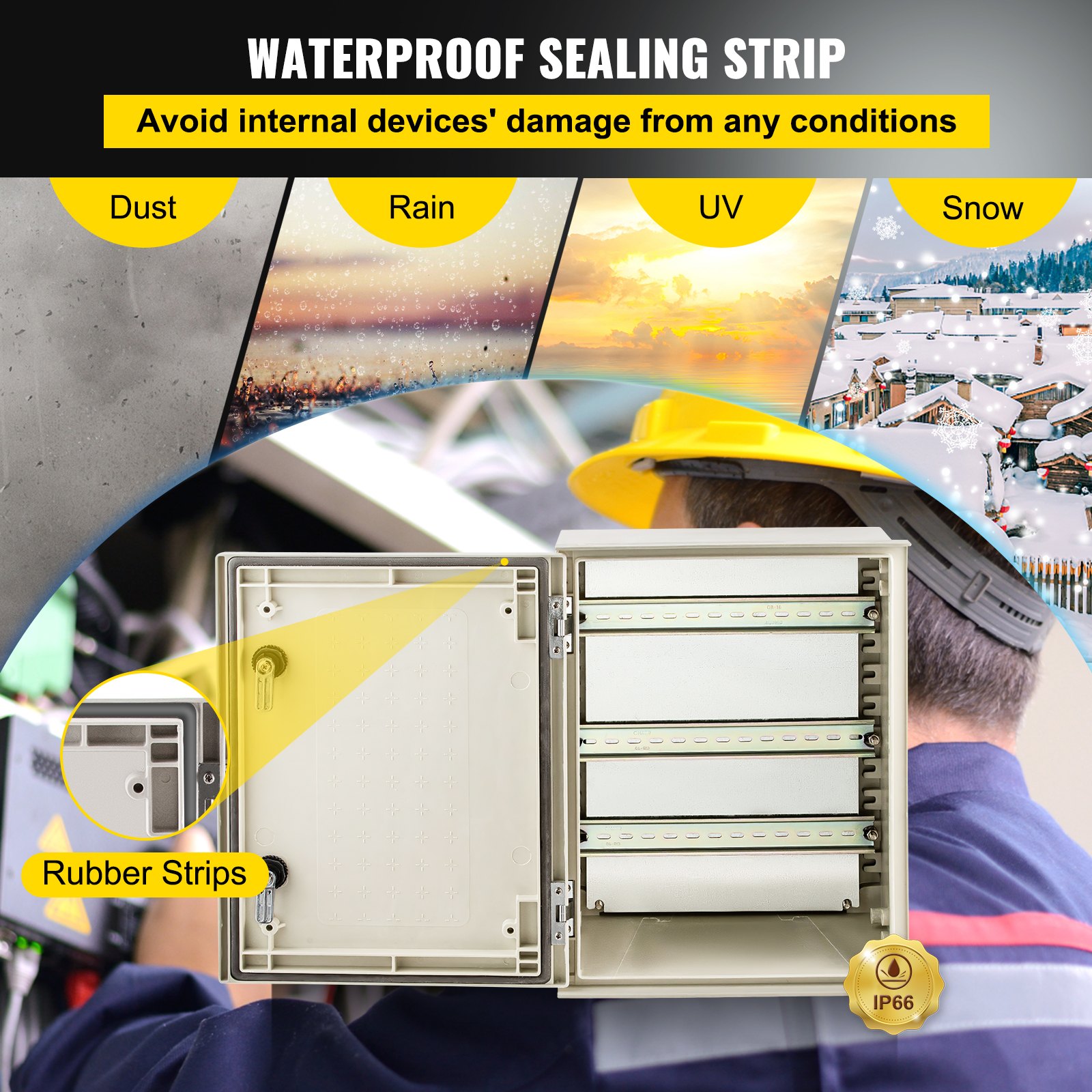 VEVOR Fiberglass Enclosure Electrical Enclosure Box 15.7 x 11.8 x7.9" Wall Mount