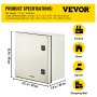VEVOR NEMA Steel Enclosure, 16 x 16 x 8\'\' NEMA 4X Fiberglass Electrical Box, IP66 Waterproof & Dustproof, Outdoor/Indoor Electrical Junction Box, with Mounting Plate(40 x 40 x 20 cm)