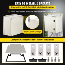 VEVOR NEMA Fiberglass Enclosure, 16 x 16 x 8 in NEMA 4X Fiberglass Electrical Box, IP66 Waterproof & Dustproof, Outdoor/Indoor Electrical Junction Box, with Mounting Plate(40 x 40 x 20 cm)