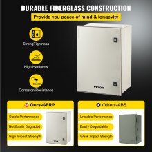 VEVOR NEMA Steel Enclosure, 24 x 16 x 9\'\' NEMA 4X Fiberglass Electrical Box, IP66 Waterproof & Dustproof, Outdoor/Indoor Electrical Junction Box, with Mounting Plate(60 x 40 x 23 cm)