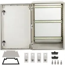VEVOR NEMA Steel Enclosure, 24 x 16 x 9'' NEMA 4X Fiberglass Electrical Box, IP66 Waterproof & Dustproof, Outdoor/Indoor Electrical Junction Box, with Mounting Plate(60 x 40 x 23 cm)