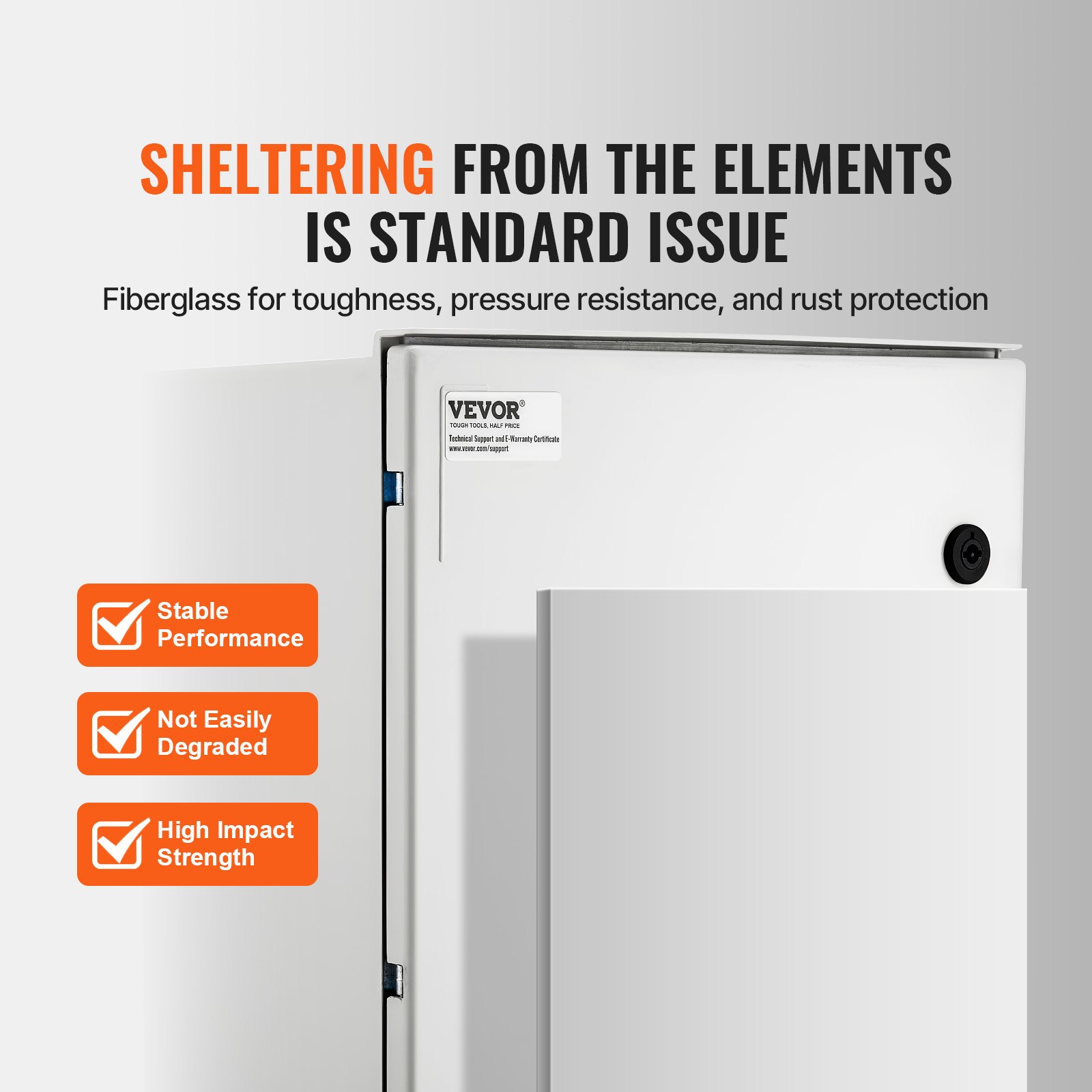 VEVOR NEMA Steel Enclosure, 60x40x23 cm NEMA 4X Fiberglass Electrical Box, IP66 Waterproof & Dustproof, Outdoor/Indoor Electrical Junction Box, with Mounting Plate