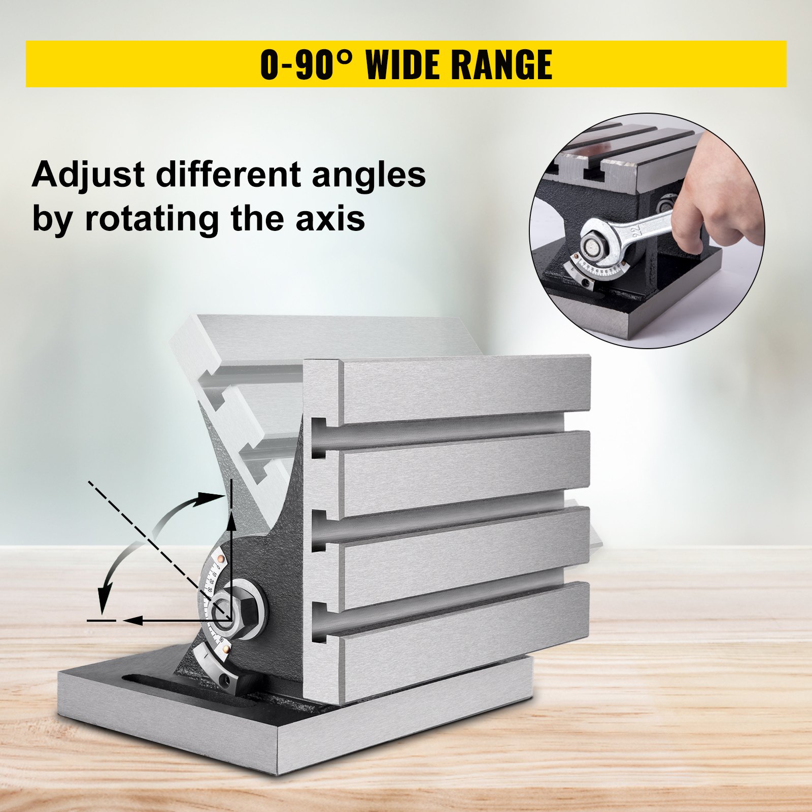 Vevor Tilting Milling Table Adjustable Swivel Angle Plate 8x10" Milling Machine