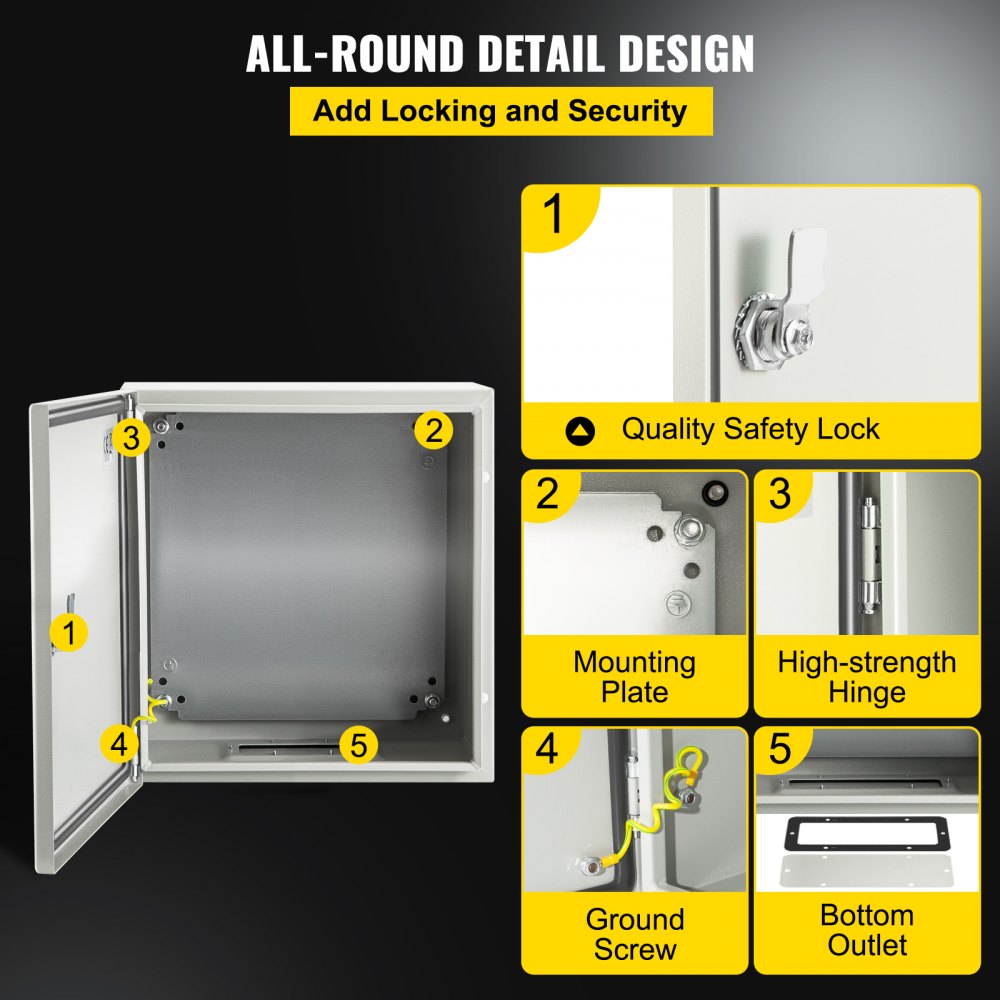 VEVOR NEMA Metal Case, 8x8x6'' NEMA 4X Metal Electric Enclosure, IP66 Water & Dust Resistant, Suitable for Both Outdoor & Indoor Electrical Connections