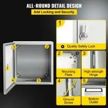 VEVOR NEMA Steel Enclosure, 8 x 8 x 6'' NEMA 4X Steel Electrical Box, IP66 Waterproof & Dustproof, Outdoor / Indoor Electrical Junction Box