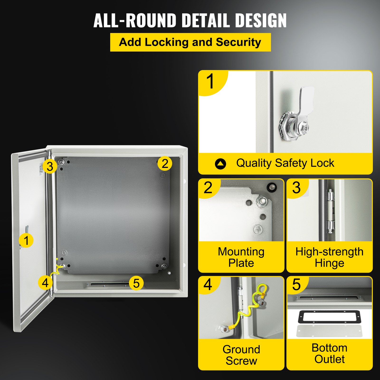 VEVOR NEMA Metal Case, 8x8x6'' NEMA 4X Metal Electric Enclosure, IP66 Water & Dust Resistant, Suitable for Both Outdoor & Indoor Electrical Connections