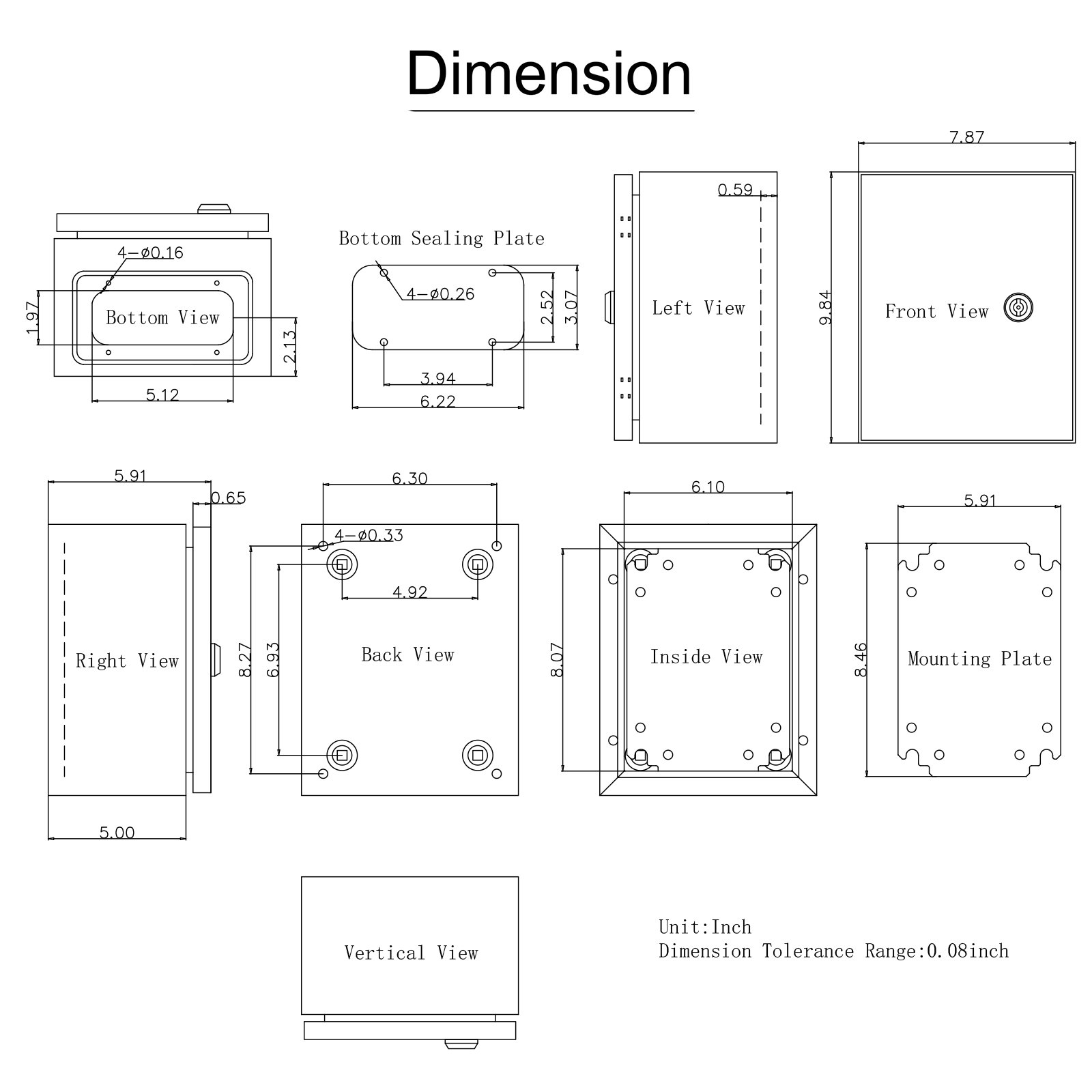 VEVOR NEMA Steel Enclosure, 10 x 8 x 6\'\' NEMA 4X Steel Electrical Box, IP66 Waterproof & Dustproof, Outdoor/Indoor Electrical Junction Box, with Mounting Plate