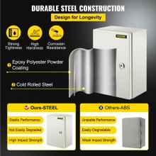 VEVOR NEMA Steel Enclosure ,12 x 8 x 6\'\' NEMA 4X Steel Electrical Box, IP66 Waterproof & Dustproof, Outdoor/Indoor Electrical Junction Box, with Mounting Plate