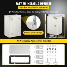 VEVOR NEMA Steel Enclosure ,12 x 8 x 6\'\' NEMA 4X Steel Electrical Box, IP66 Waterproof & Dustproof, Outdoor/Indoor Electrical Junction Box, with Mounting Plate