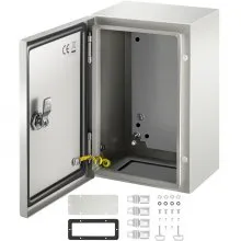 VEVOR NEMA Steel Enclosure ,12 x 8 x 6'' NEMA 4X Steel Electrical Box, IP66 Waterproof & Dustproof, Outdoor/Indoor Electrical Junction Box, with Mounting Plate